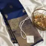 Athira (Semi silk) - Navy blue