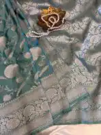 Tulsi (Banaras silk) - Aqua blue - Image 3
