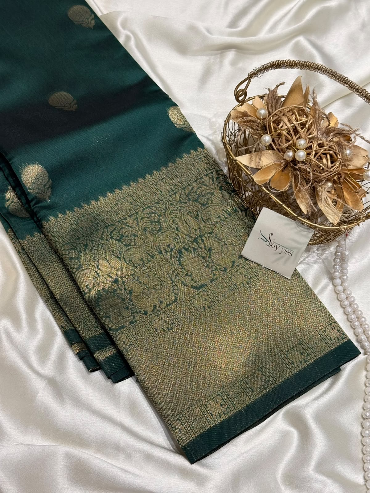 Athira (Semi silk) – Emerald Green