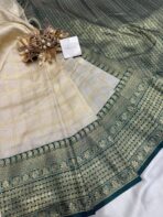 Anagha (Soft silk) - Pearl & Bottlegreen - Image 3