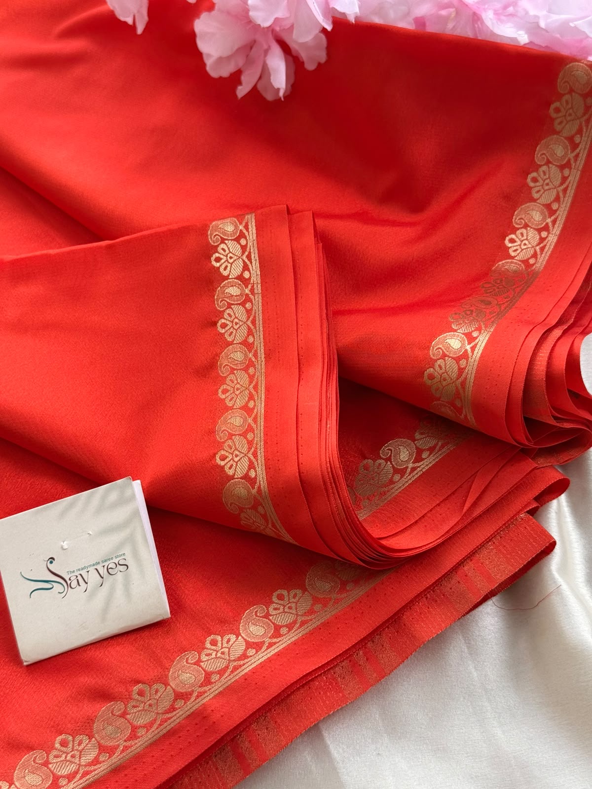 a975d066-ba16-42b9-832a-f58d74ffac97 Chinmayi (Mysore crepe silk) - Orange - Image 1