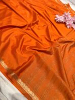Chinmayi (Mysore crepe silk) - Tangerine - Image 4