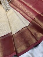 Anagha (Kanchi Semi silk) - Ivory & Maroon - Image 4