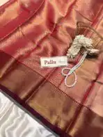 Anagha (Kanchi Semi silk) - Ivory & Maroon - Image 5