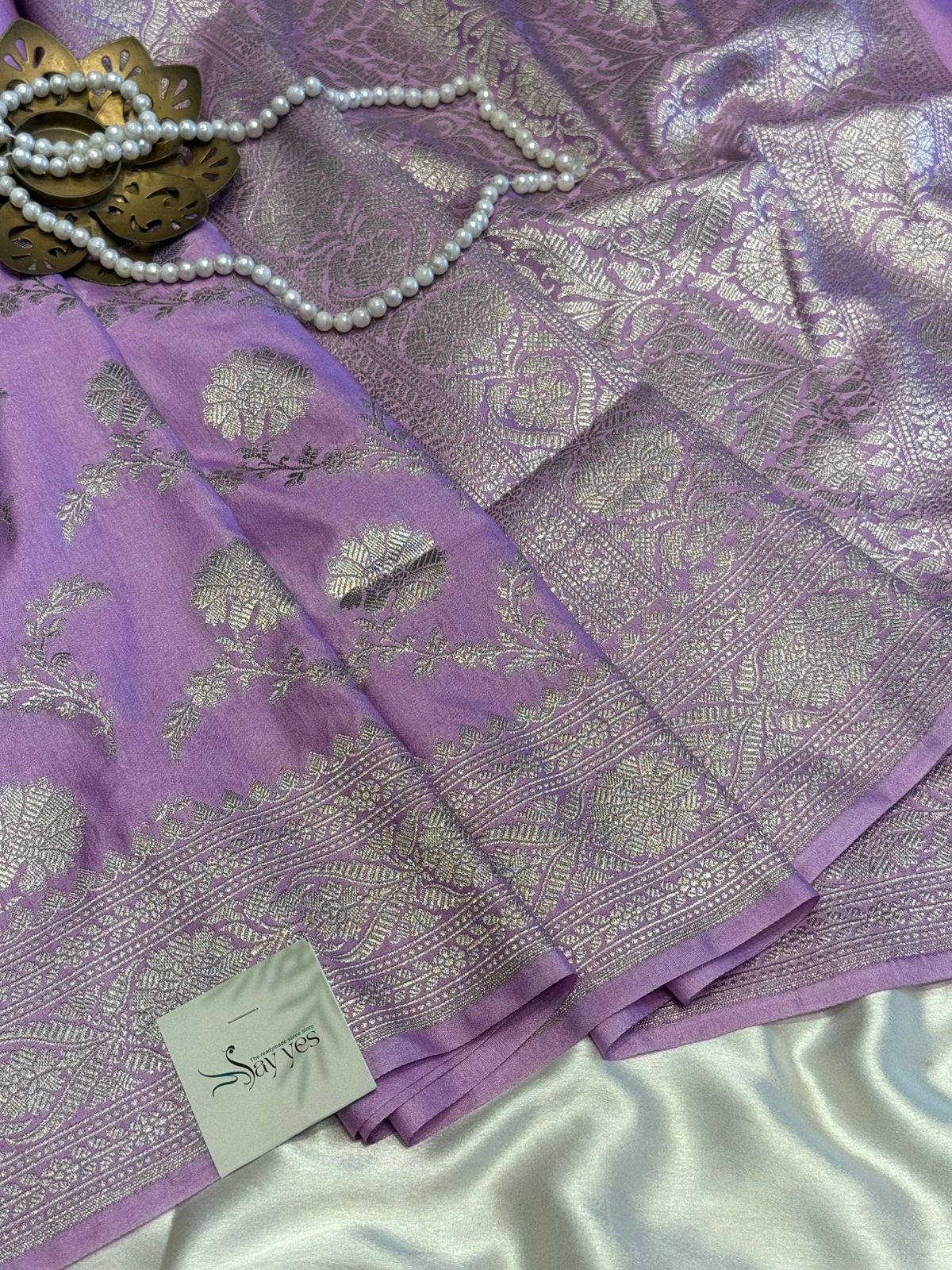 c33ac467-cff4-45f3-857b-f8523a9e6e45 Tulsi (Banaras silk) - Lavender - Image 1