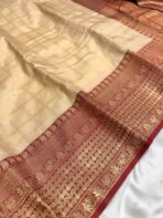Anagha (Soft silk) - Ivory & Red - Image 2