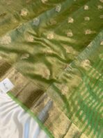 Swasthi (Crushed Tissue silk) - Parrot green - Image 2