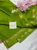 Chinmayi (Mysore crepe silk) - Parrot green - Image 3