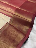 Anagha (Kanchi Semi silk) - Ivory & Maroon - Image 2