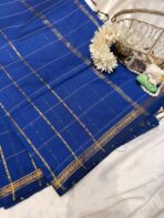 Maheshwari (Silk cotton) - Royal blue - Image 5