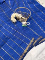 Maheshwari (Silk cotton) - Royal blue - Image 3
