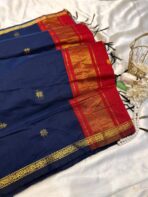 Maheshwari (Silk cotton) - Navy & Maroon