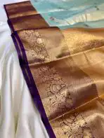 Thozhi (Kanchi Semi silk) - Mint green - Image 5