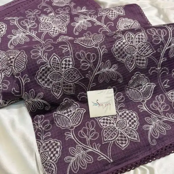 Amara (Embroidered Kota) - Amethyst