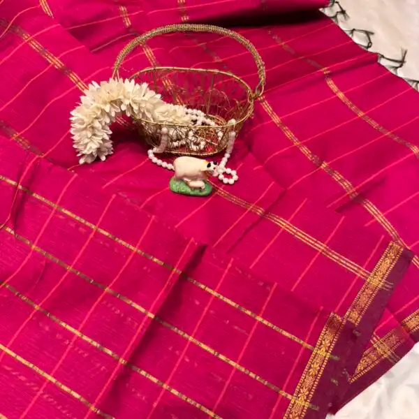 Maheshwari (Silk cotton) - Hot Pink