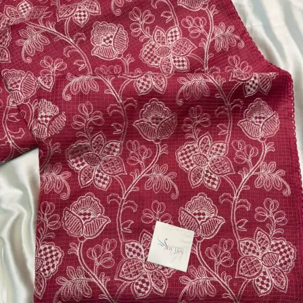 Amara (Embroidered Kota) - Carmine
