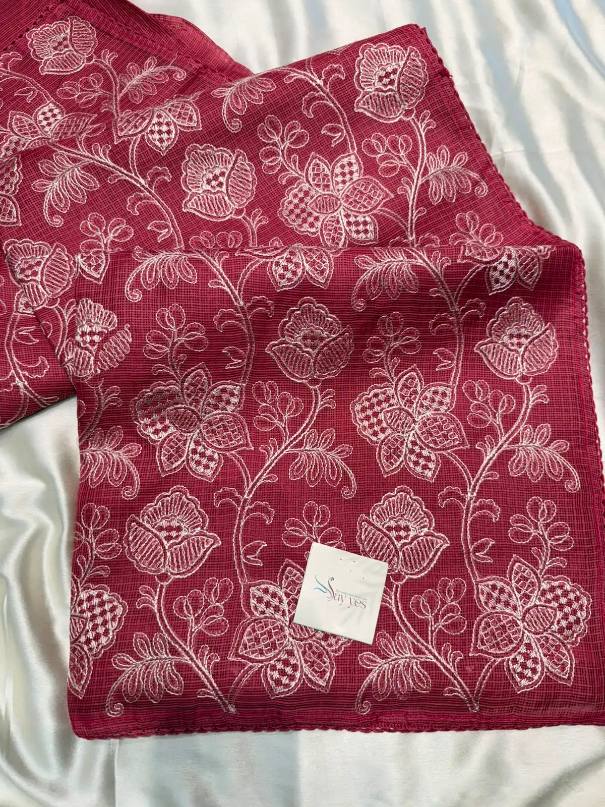 20761519-00e5-453f-b342-4df6af68b2ab Amara (Embroidered Kota) - Carmine - Image 1