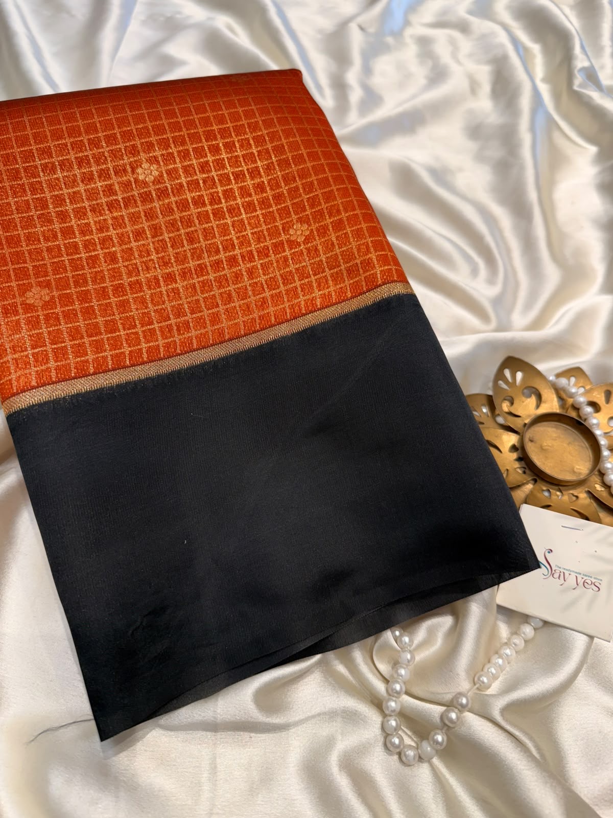 245170f1-e8b5-441a-8abd-5f98306fdb8b Rasika (Semi silk) - Rust Orange - Image 1