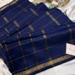 Maheshwari (Silk cotton) - Navy blue