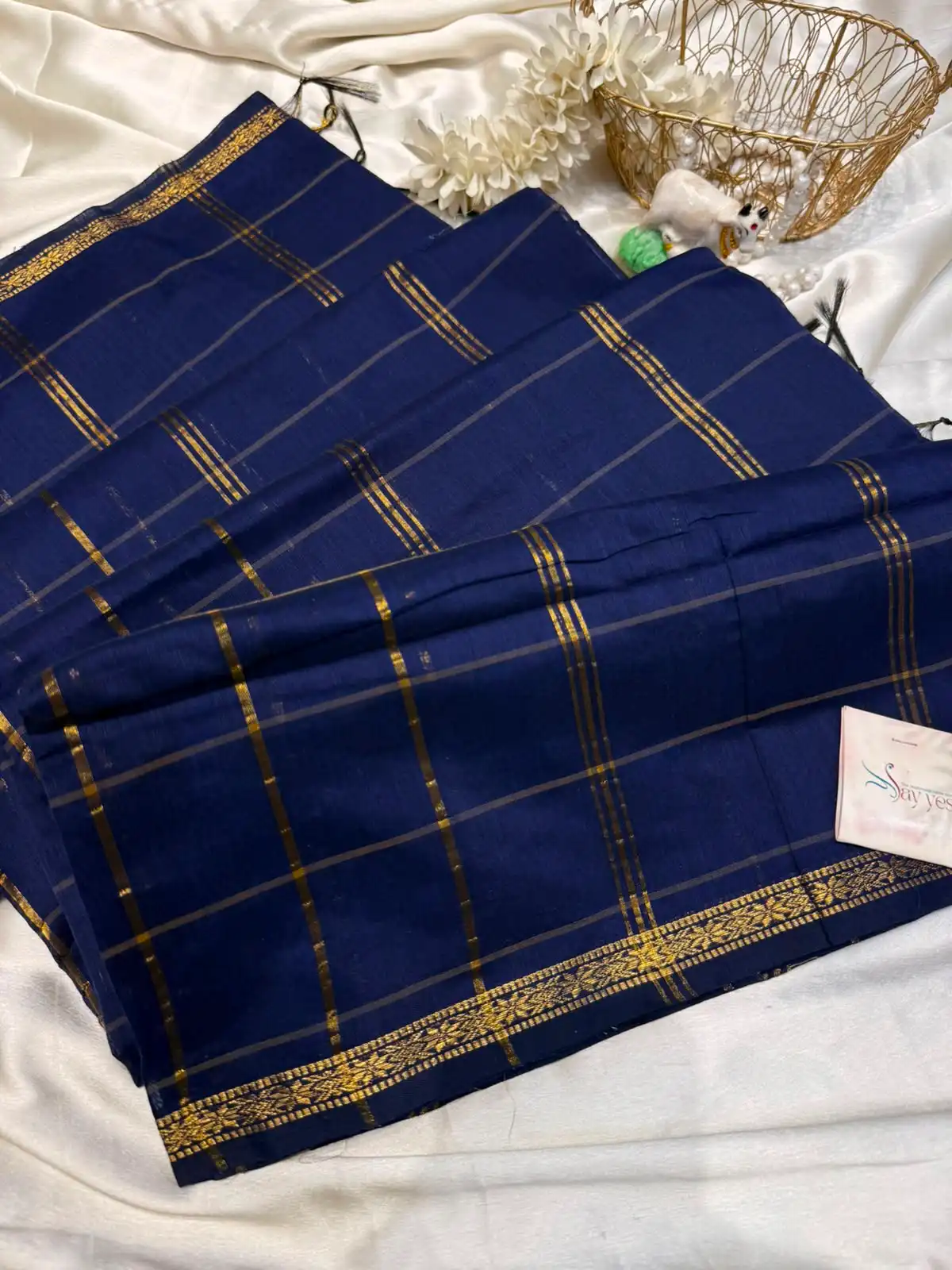 26e16fe4-c2d6-43b4-aeb4-12a14878015b Maheshwari (Silk cotton) - Navy blue - Image 1