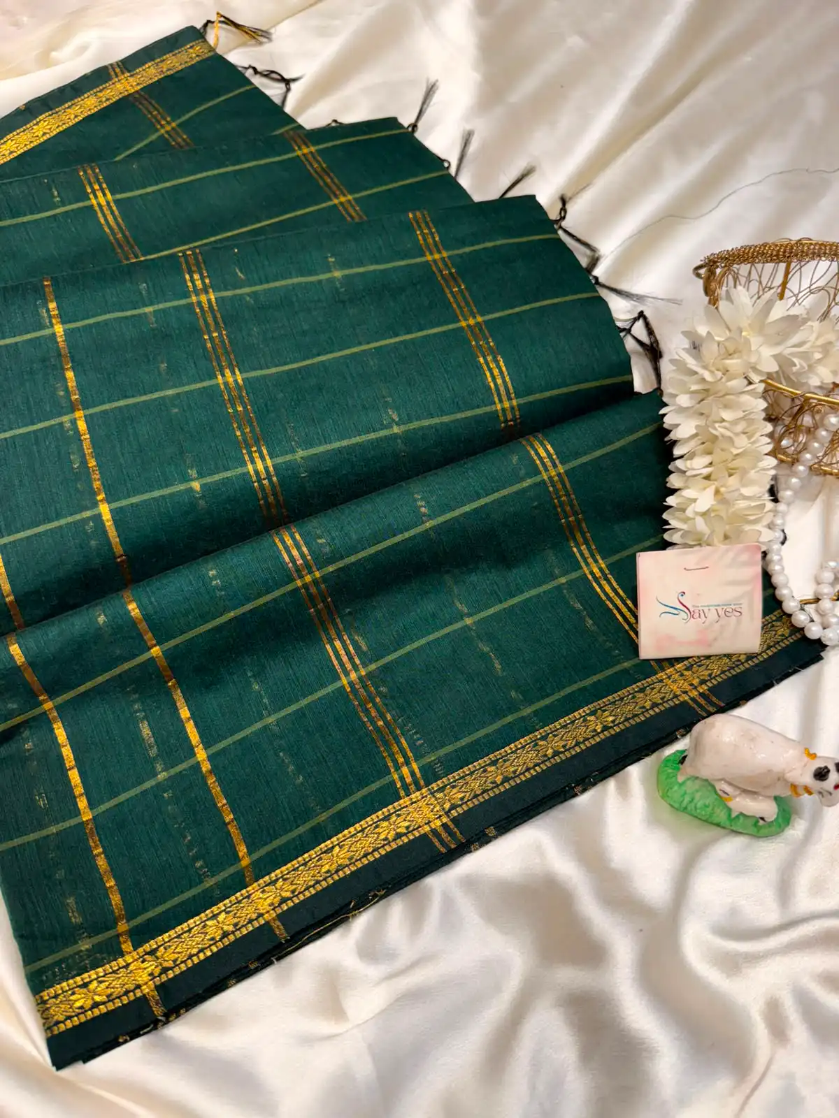 2eb27392-6f00-4336-b708-9231d6914b4f Maheshwari (Silk cotton) - Bottle green - Image 1