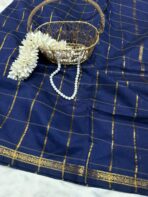 Maheshwari (Silk cotton) - Navy blue - Image 6
