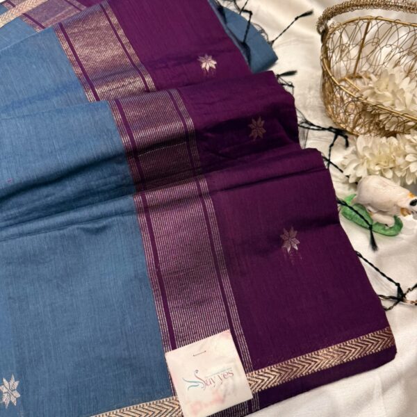 Maheshwari (Silk cotton) - Charcoal & Purple