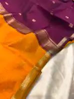 Maheshwari (Silk cotton) - Mustard & Purple - Image 2