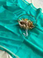 Chinmayi (Mysore crepe silk) - Turquoise - Image 4