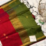 Maheshwari (Silk cotton) - Crimson & Green