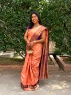 Thozhi (Kanchi Semi silk) - Bright Peach