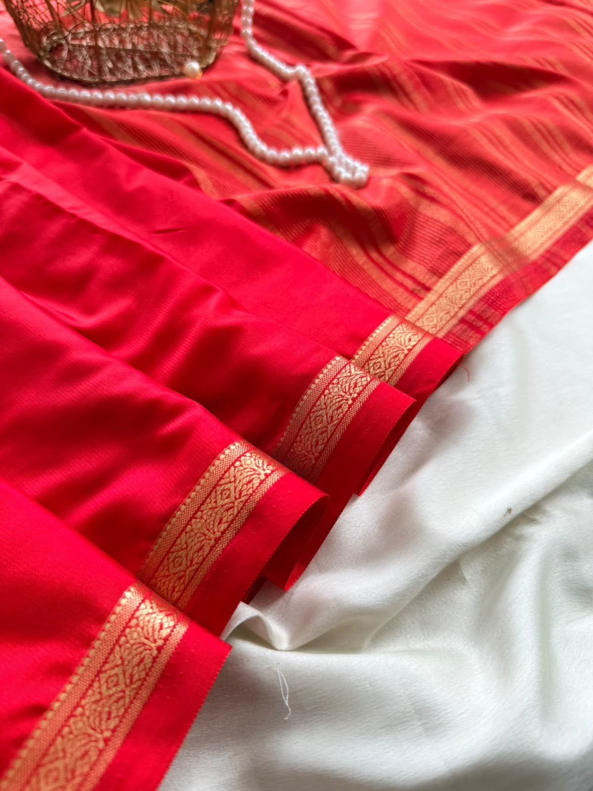 6834b338-9b67-488b-bf1f-5a9eccb8cba7 Chinmayi (Mysore crepe silk) - Ferrari Red - Image 1
