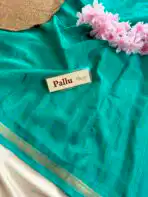 Chinmayi (Mysore crepe silk) - Turquoise - Image 5