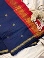 Maheshwari (Silk cotton) - Navy & Maroon - Image 2