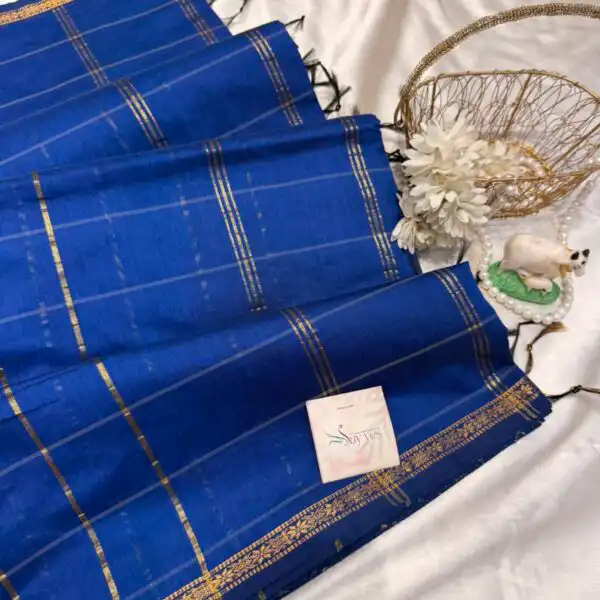 Maheshwari (Silk cotton) - Royal blue