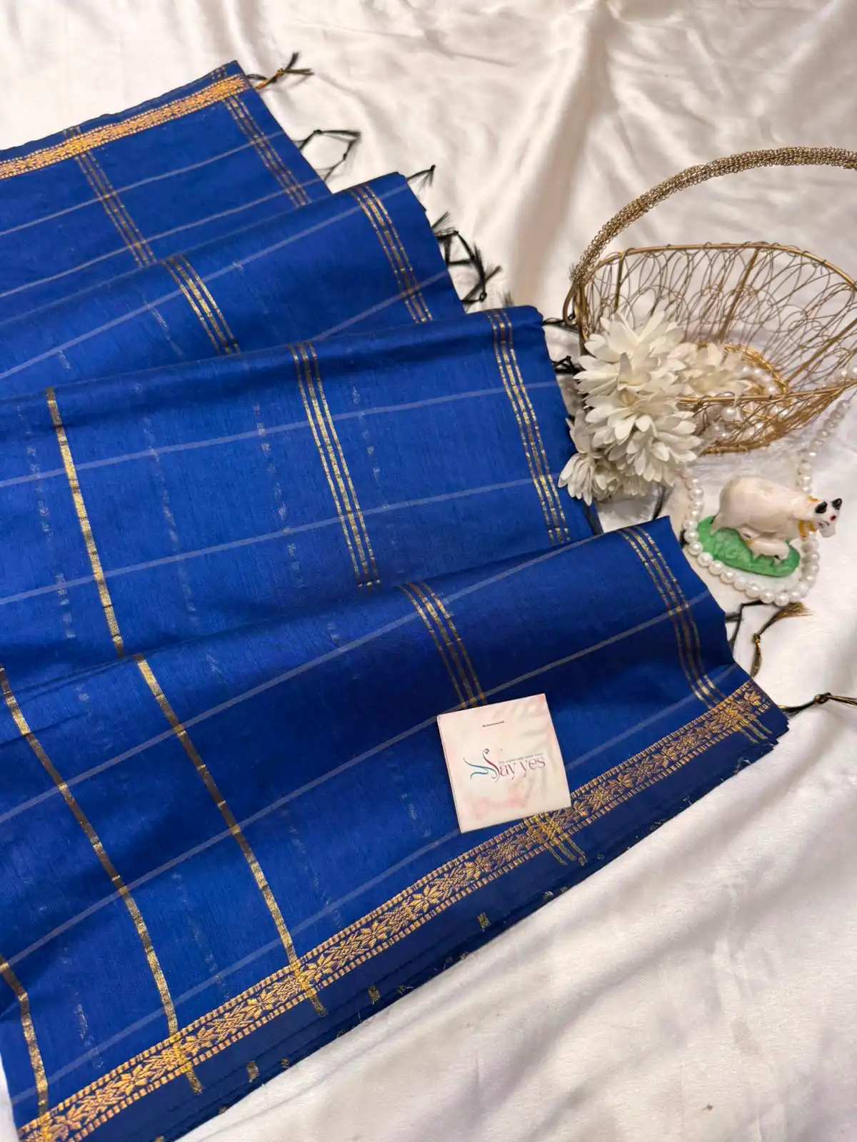 794a09f9-28c6-4a4d-96f6-b2401a94aebe Maheshwari (Silk cotton) - Royal blue - Image 1