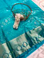 Thozhi (Kanchi Semi silk) - Mayil Blue - Image 3