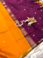 Maheshwari (Silk cotton) - Mustard & Purple - Image 4
