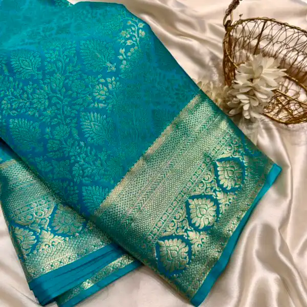 Thozhi (Kanchi Semi silk) - Mayil Blue