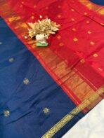 Maheshwari (Silk cotton) - Navy & Maroon - Image 3