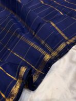 Maheshwari (Silk cotton) - Navy blue - Image 2