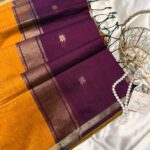 Maheshwari (Silk cotton) - Mustard & Purple