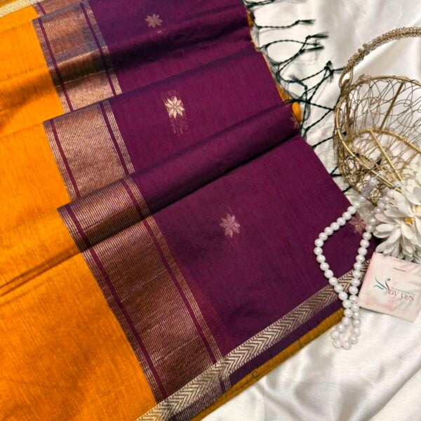 Maheshwari (Silk cotton) - Mustard & Purple