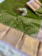 Thozhi (Kanchi Semi silk) - Parrot green - Image 3