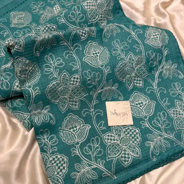 Amara (Embroidered Kota) - Cerulean blue
