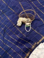 Maheshwari (Silk cotton) - Navy blue - Image 5