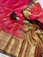 Thozhi (Kanchi Semi silk) - Raspberry pink - Image 3