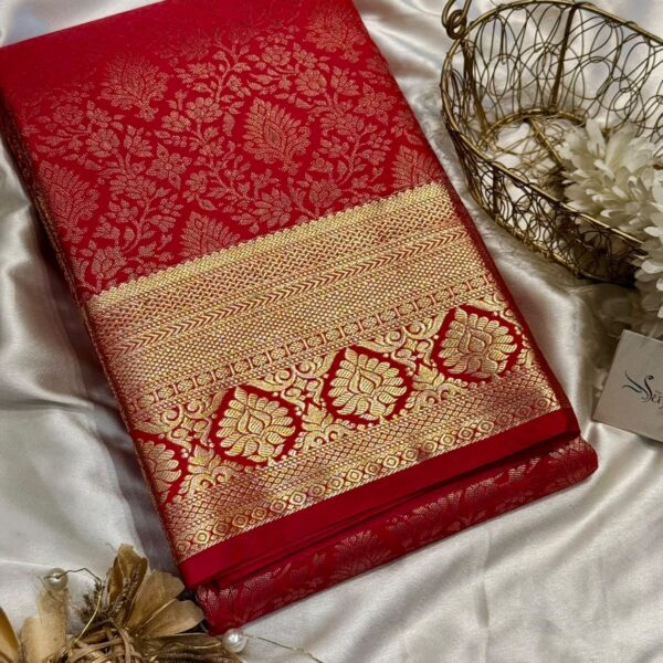 Thozhi (Kanchi Semi silk) - True red