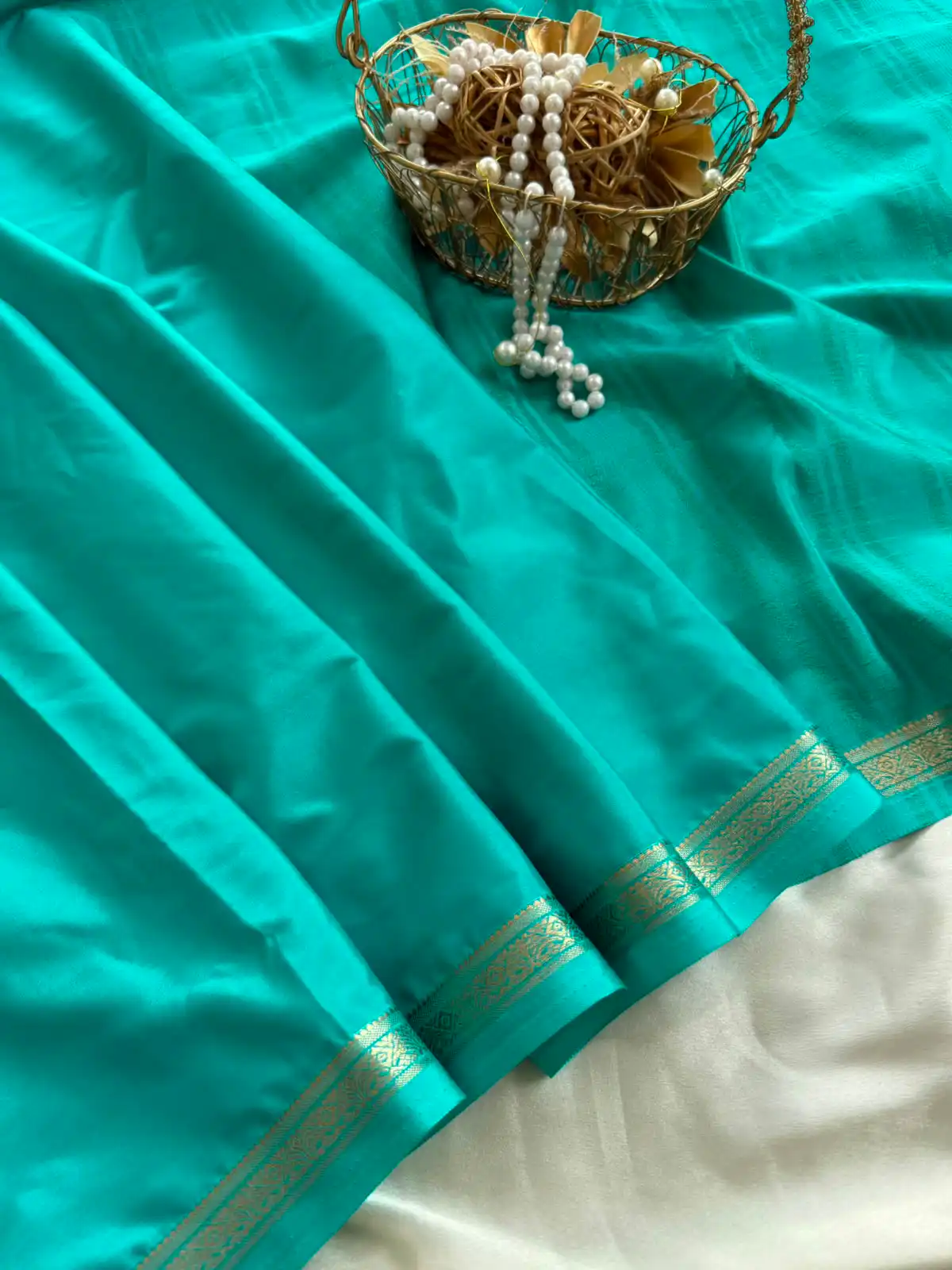 a17d9677-e604-4e5d-87d7-a54e639309d5 Chinmayi (Mysore crepe silk) - Turquoise - Image 1