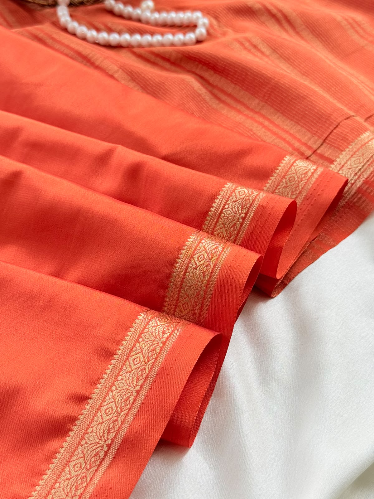 ad38b17b-e93a-425e-aa61-f54f734bdf3d Chinmayi (Mysore crepe silk) - Neon Orange - Image 1